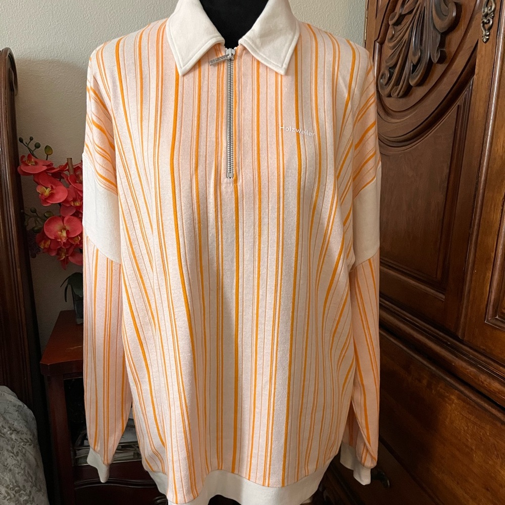 Holzweiler Lunden Striped Cotton-blend
Sweatshirt In Orange